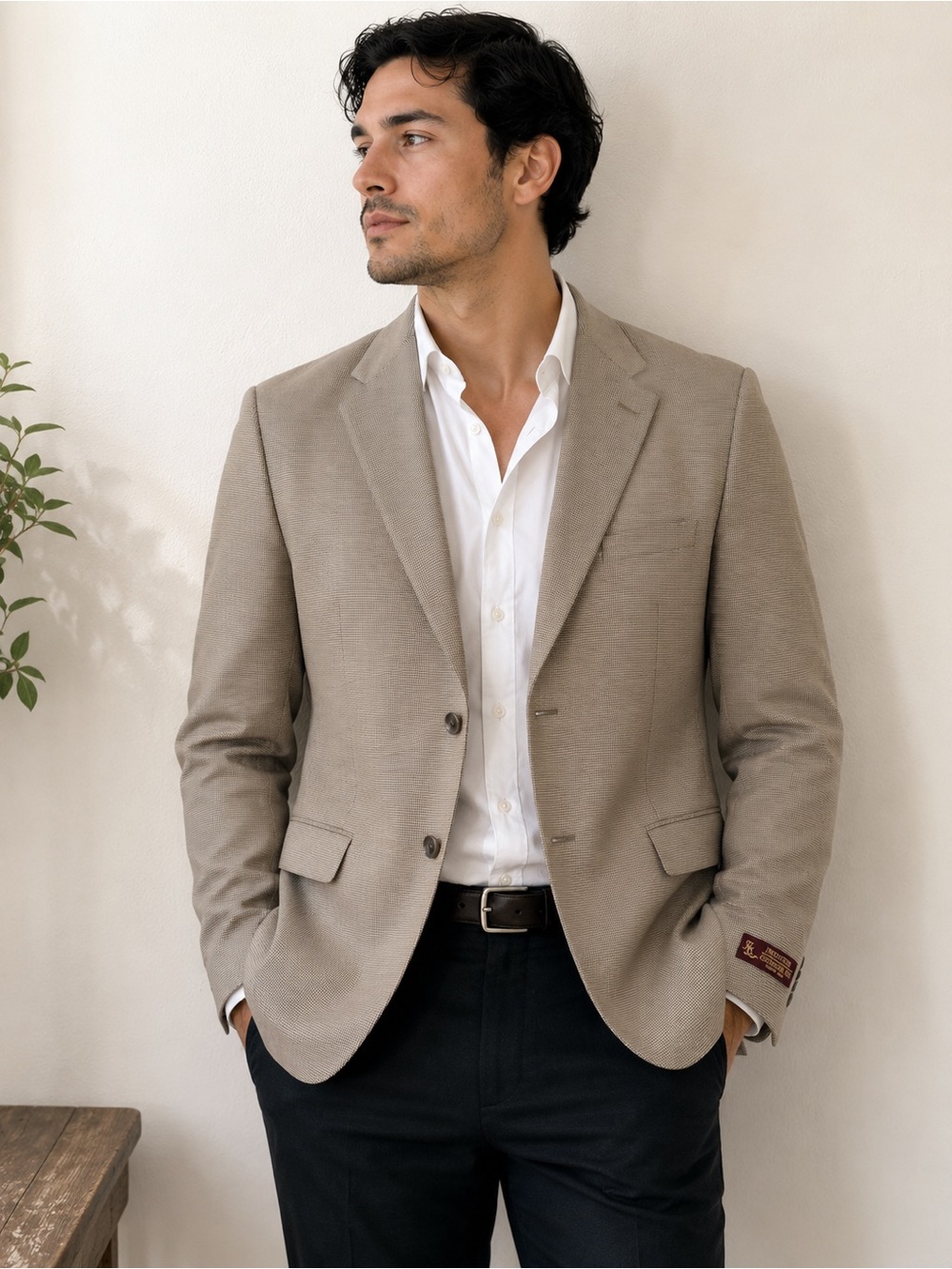 Men's Beige Tailored Sport Coat - Modern Slim Fit